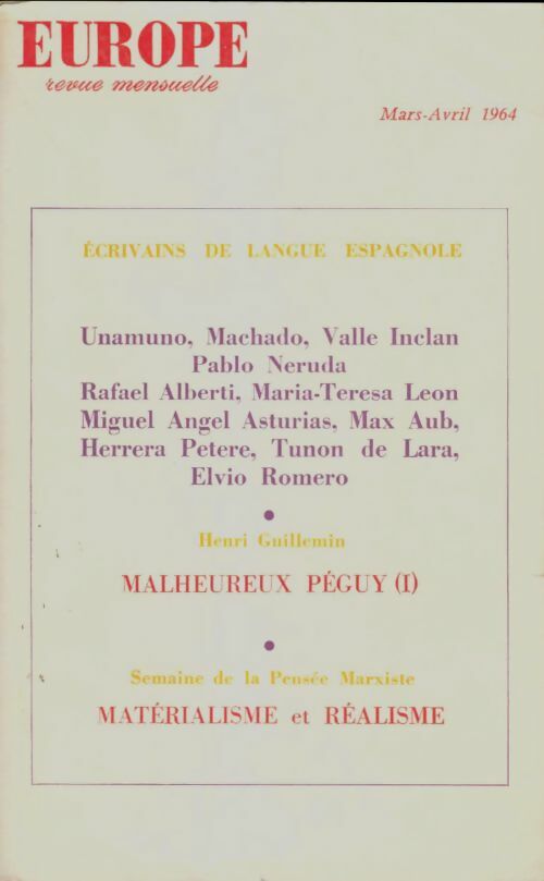 Livrenpoche : Europe n°419-420 : Ecrivains de langue espagnole - Collectif - Livre