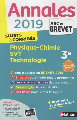Livrenpoche : Annales abc du brevet 2019 Physique-Chimie / SVT / Techno - Nicolas Coppens - Livre