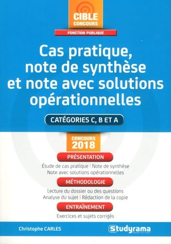 Livrenpoche : Cas pratique, note de synthèse et note avec solutions opérationnelles - Christophe Carles - Livre