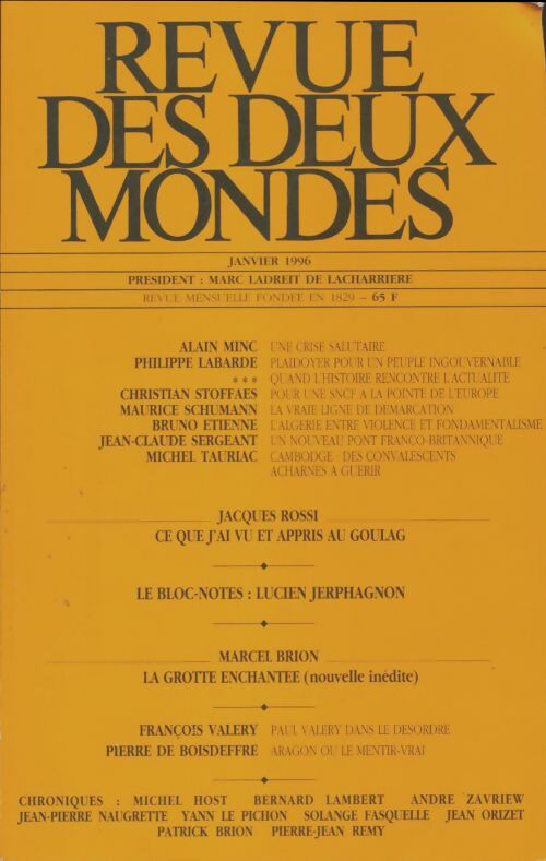 Livrenpoche : Revue des deux mondes janvier 1996 - Collectif - Livre