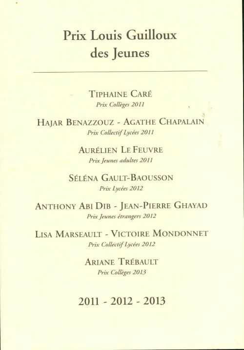 Livrenpoche : Prix Louis Guilloux des jeunes 2011-2012-2013 - Collectif - Livre
