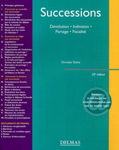 Livrenpoche : Successions : Dévolution - indivision - partage - fiscalité - Taithe - Livre