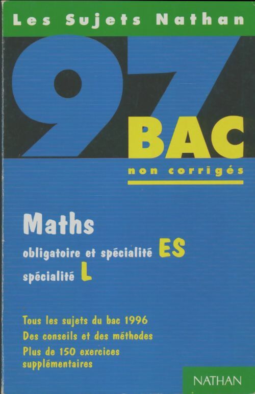 Livrenpoche : Maths terminales es/l : Enseignement obligatoire de spécialité et optionnel - Nathan Technique - Livre