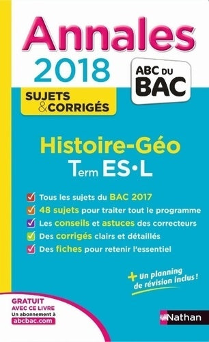 Livrenpoche : Histoire-géographie Terminales ES/L Sujets & Corrigés 2018 - Lisette Moulin - Livre