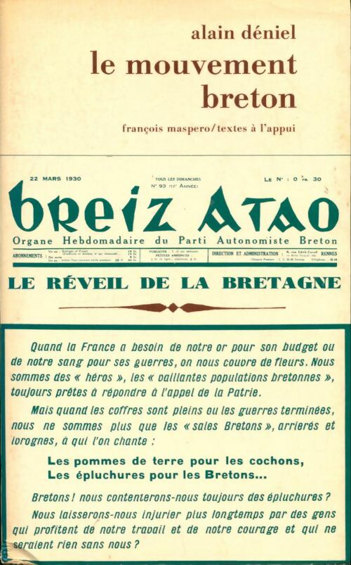 Livrenpoche : Le mouvement breton - Alain Deniel - Livre