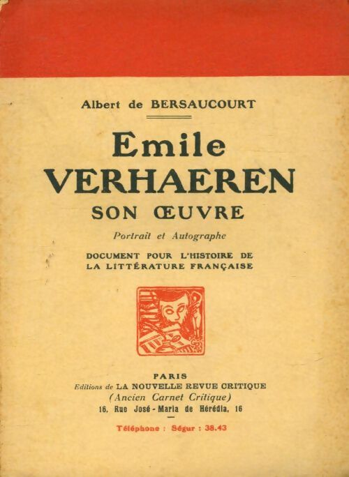 Livrenpoche : Emile Verhaeren, son oeuvre - Albert De Bersaucourt - Livre