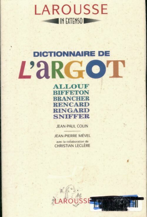 Livrenpoche : Dictionnaire de l'argot - Jean-Pierre Mevel - Livre