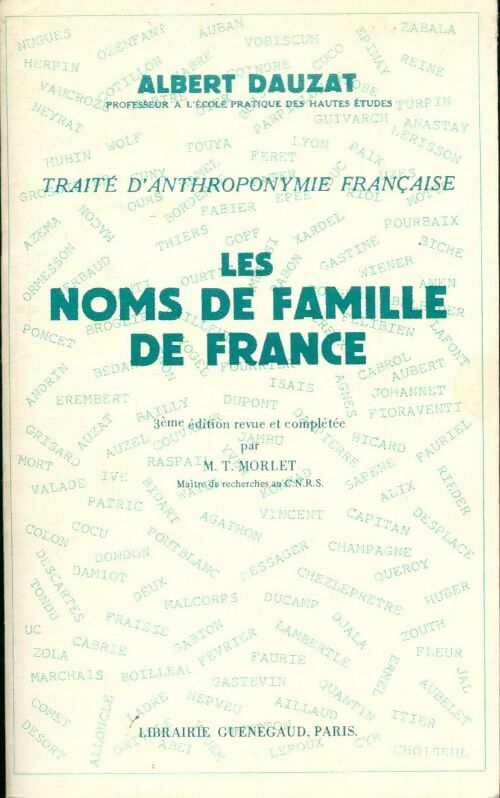 Livrenpoche : Les noms de famille en France : Traité d'anthroponymie française - Albert Dauzat - Livre