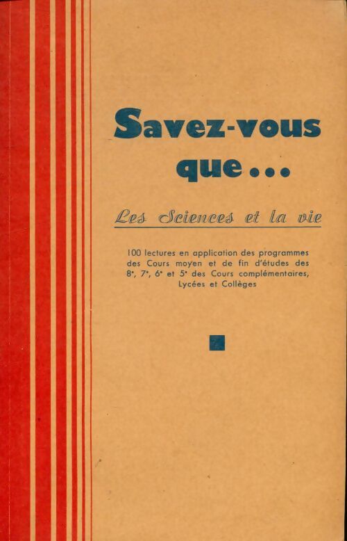 Livrenpoche : Savez-vous que...Les sciences et la vie - Collectif - Livre