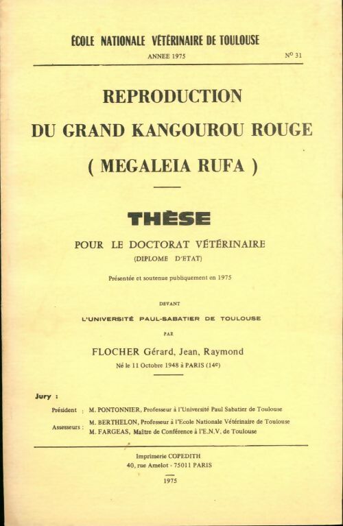 Livrenpoche : Reproduction du grand kangourou rouge - Gérard Flocher - Livre