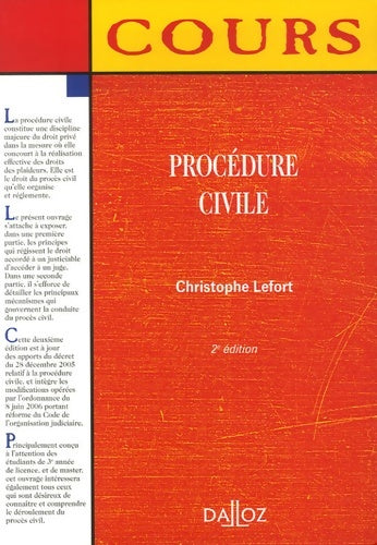 Livrenpoche : Procédure civile - Christophe Lefort - Livre
