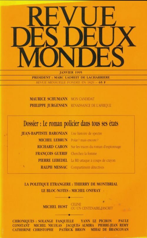 Livrenpoche : Revue des deux mondes janvier 1995 - Collectif - Livre