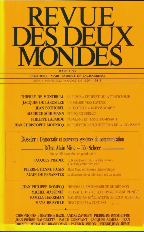 Livrenpoche : Revue des deux mondes mars 1995 - Collectif - Livre
