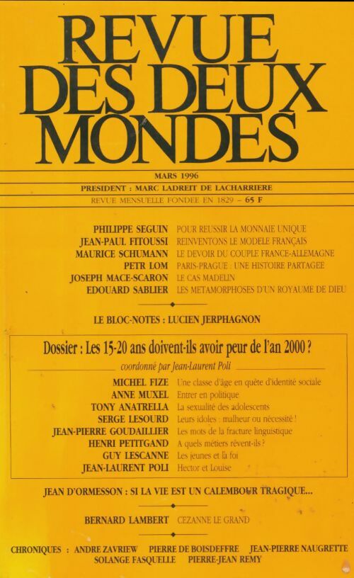 Livrenpoche : Revue des deux mondes mars 1996 - Collectif - Livre