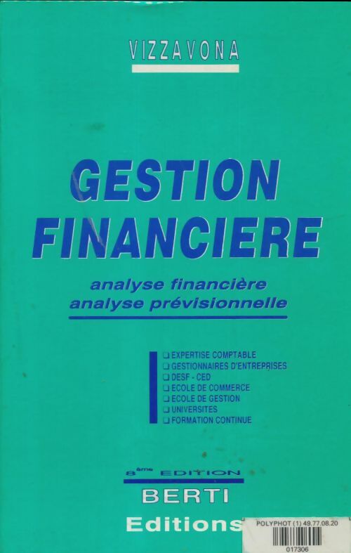 Gestion financière - Patrice Vizzavona -  Berti - Livre