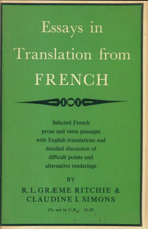 Livrenpoche : Essays in translation from french - Collectif - Livre