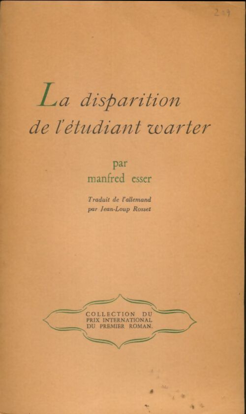 Livrenpoche : La disparition de l'étudiant Warter - Manfred Esser - Livre