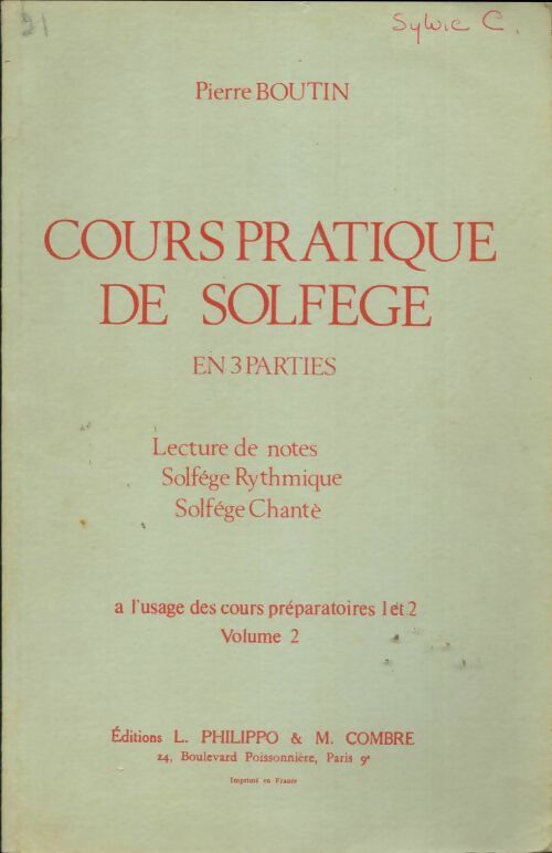 Livrenpoche : Cours pratique de solfège en 3 parties - Pierre Boutin - Livre