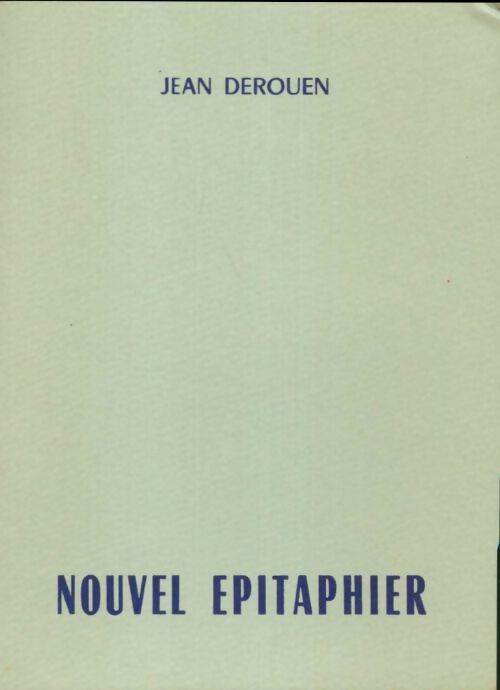 Livrenpoche : Nouvel épitaphier - Jean Derouen - Livre