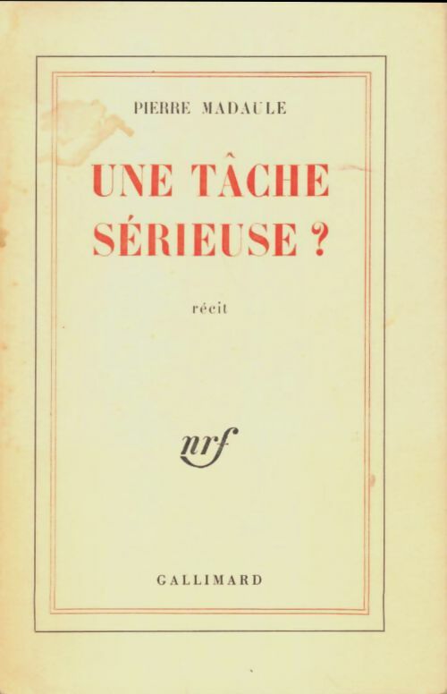 Livrenpoche : Une tâche sérieuse? - Pierre Madaule - Livre