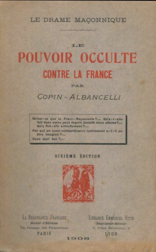 Livrenpoche : Le pouvoir occulte contre la France - Copin-Albancelli - Livre