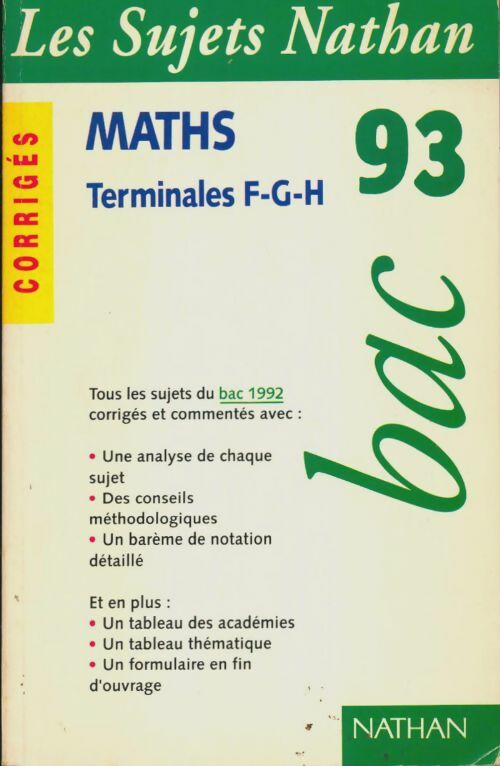 Livrenpoche : Maths Terminales F, G, H 1993 - Collectif - Livre