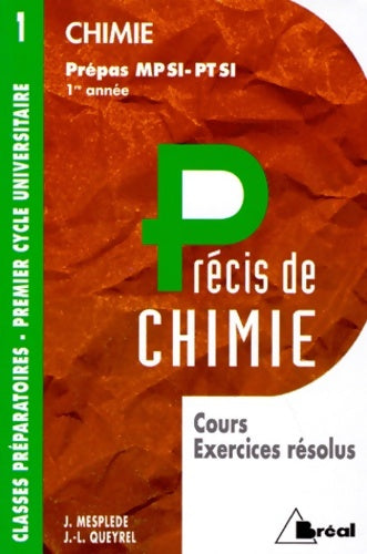 Livrenpoche : Chimie : MPSI PTSI - Jean Louis Queyrel - Livre