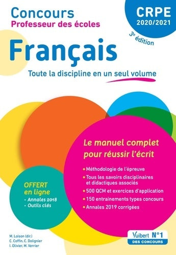 Livrenpoche : Concours professeur des écoles - CRPE - français - le manuel complet pour réussir l'écrit : CRPE admissibilité 2020 - Clarisse Coffin - Livre