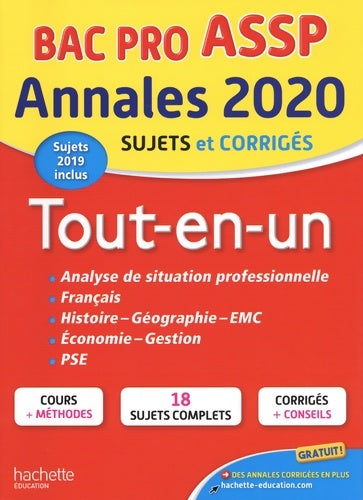 Livrenpoche : Annales bac 2020 le tout-en-un bac pro assp - Collectif - Livre