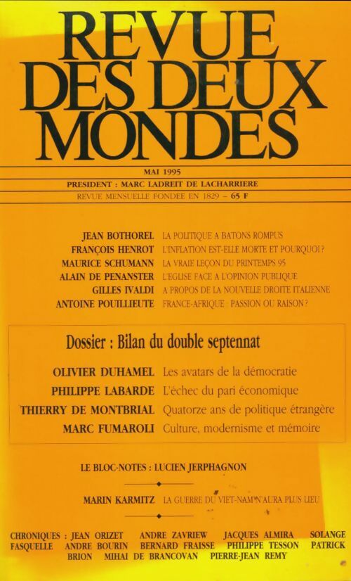 Livrenpoche : Revue des deux mondes mai 1995 - Collectif - Livre