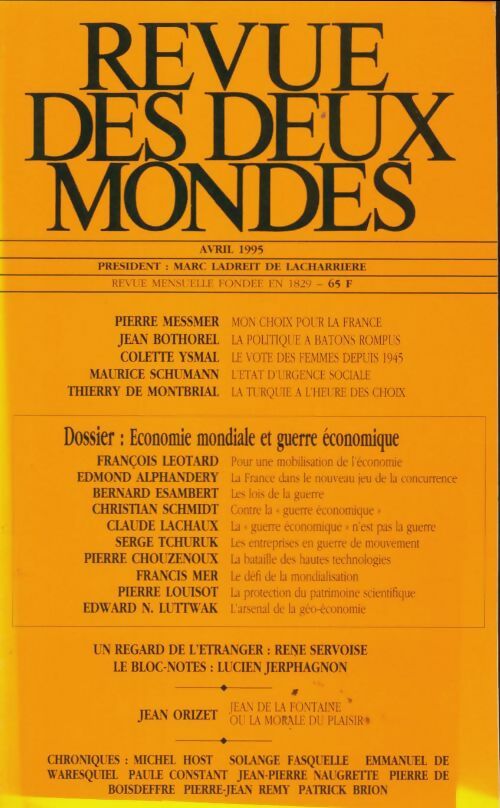 Livrenpoche : Revue des deux mondes avril 1995 - Collectif - Livre