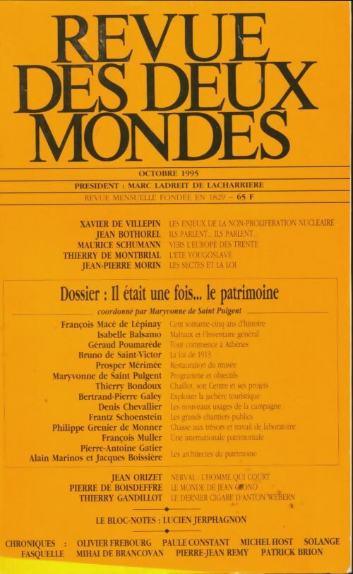 Revue des deux mondes octobre 1995 - Collectif -  Revue des deux mondes - Livre