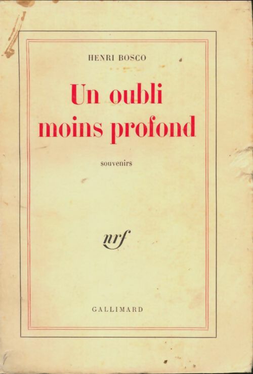 Livrenpoche : Un oubli moins profond - Henri Bosco - Livre
