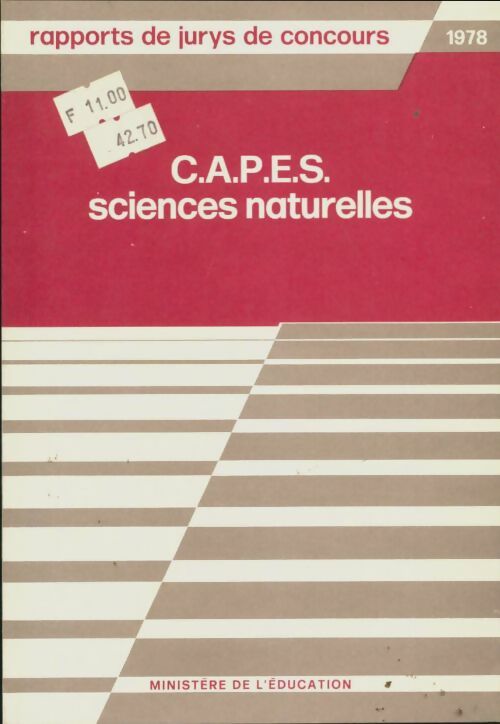 Livrenpoche : CAPES sciences naturelles 1978 - Collectif - Livre