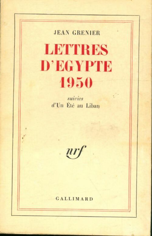 Livrenpoche : Lettres d'Egypte 1950 - Jean Grenier - Livre