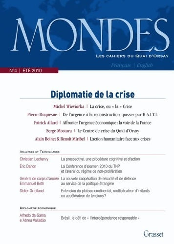 Livrenpoche : Mondes nº4 - les cahiers du quai d'Orsay : Diplomatie de la crise - Collectif - Livre