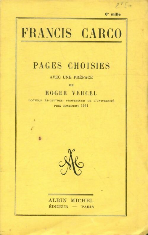 Livrenpoche : Pages choisies - Francis Carco - Livre