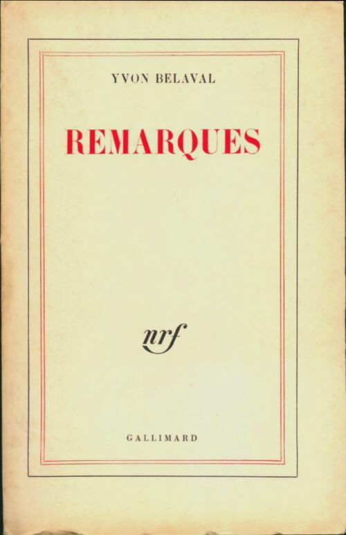 Livrenpoche : Remarques - Yvon Belaval - Livre