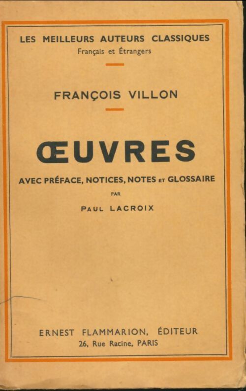 Livrenpoche : Oeuvres  - François Villon - Livre