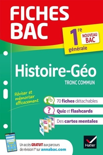 Histoire-géo première générale. Tronc commun - Christophe Clavel -  Fiches Bac - Livre