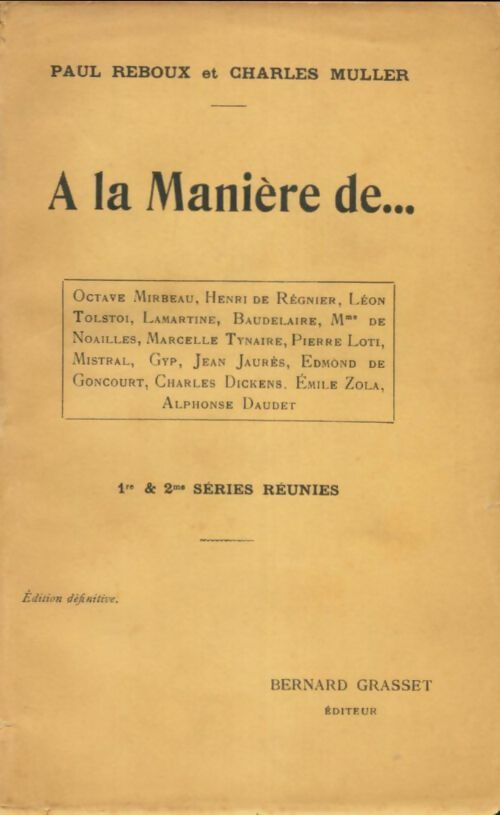 Livrenpoche : A la manière de... Tome I - Paul Reboux - Livre