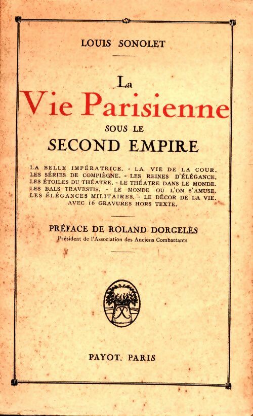 Livrenpoche : La vie parisienne sous le second empire - Louis Sonolet - Livre