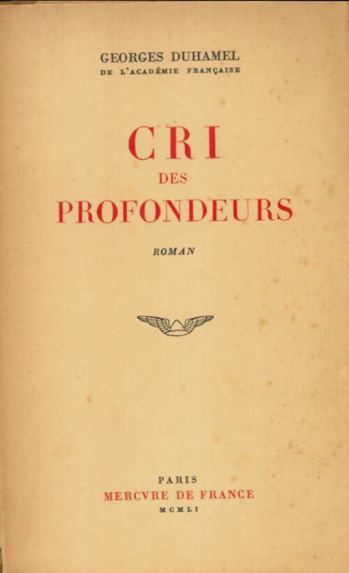 Livrenpoche : Cri des profondeurs - Georges Duhamel - Livre