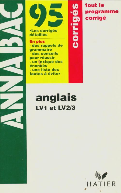 Livrenpoche : Anglais LV1 et LV2/3 Bac corrigés 1995 - Jean Maysonnave - Livre