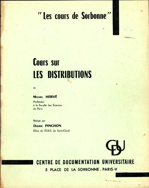 Livrenpoche : Cours sur les distributions - Michel Hervé - Livre