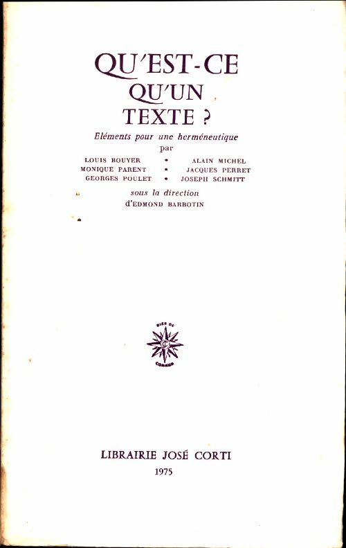 Livrenpoche : Qu'est-ce qu'un texte? Eléments pour une herméneutique - Collectif - Livre