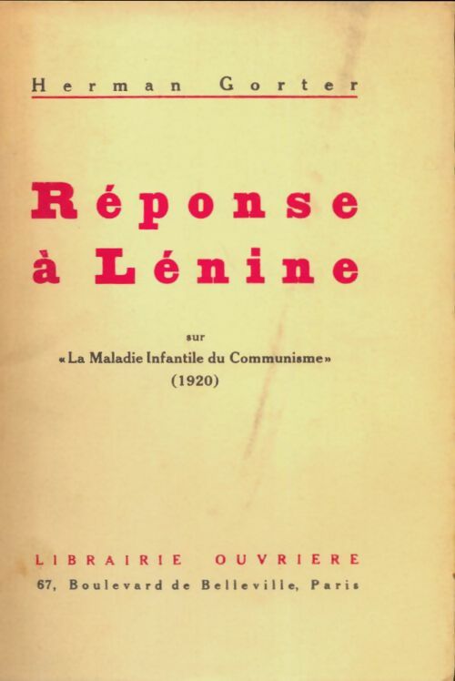 Livrenpoche : Réponse à Lénine - Herman Gorter - Livre