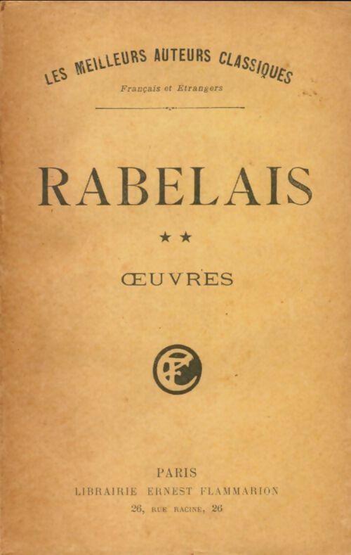 Livrenpoche : Oeuvres Tome II  - François Rabelais - Livre