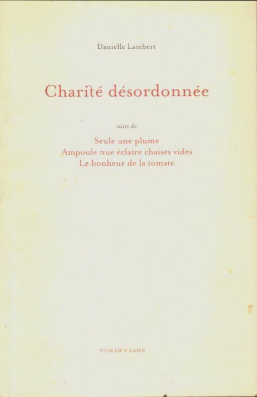 Livrenpoche : Charité désordonnée - Danielle Lambert - Livre