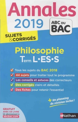 Livrenpoche : Philosophie Terminales L, ES, S sujets & Corrigés 2019 - Gérard Durozoi - Livre